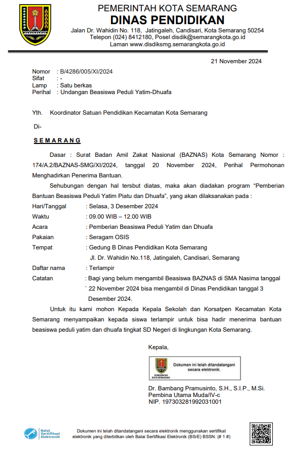 Undangan Beasiswa Peduli Yatim-Dhuafa 2